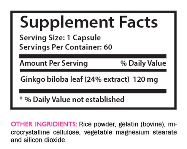 Ginkgo extract – GINKGO BILOBA EXTRACT – Natural synergy 1 Bottle 60 Capsules