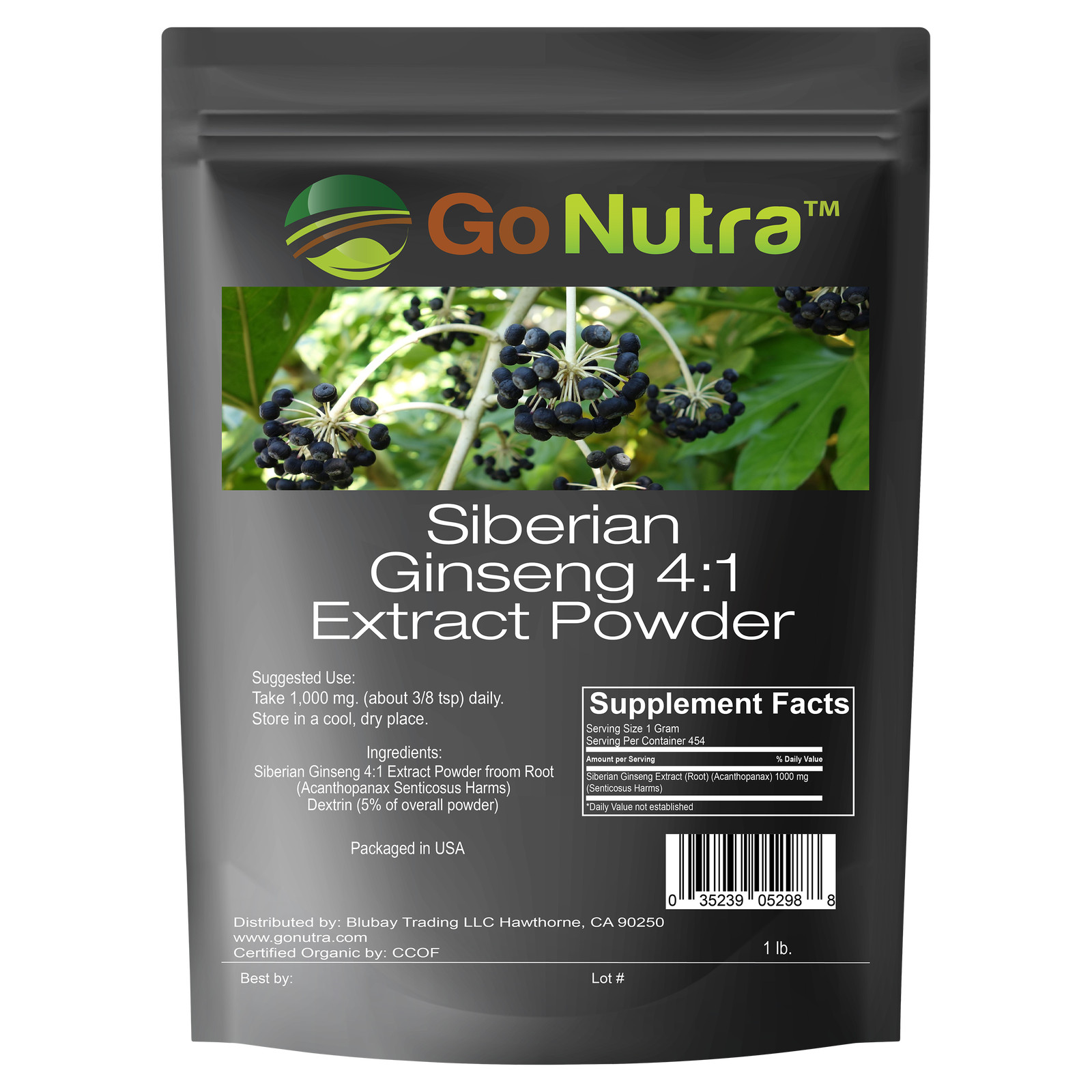 Siberian Ginseng Powder 4:1 Extract 4x times Stronger Non-Gmo 4oz | 1lb