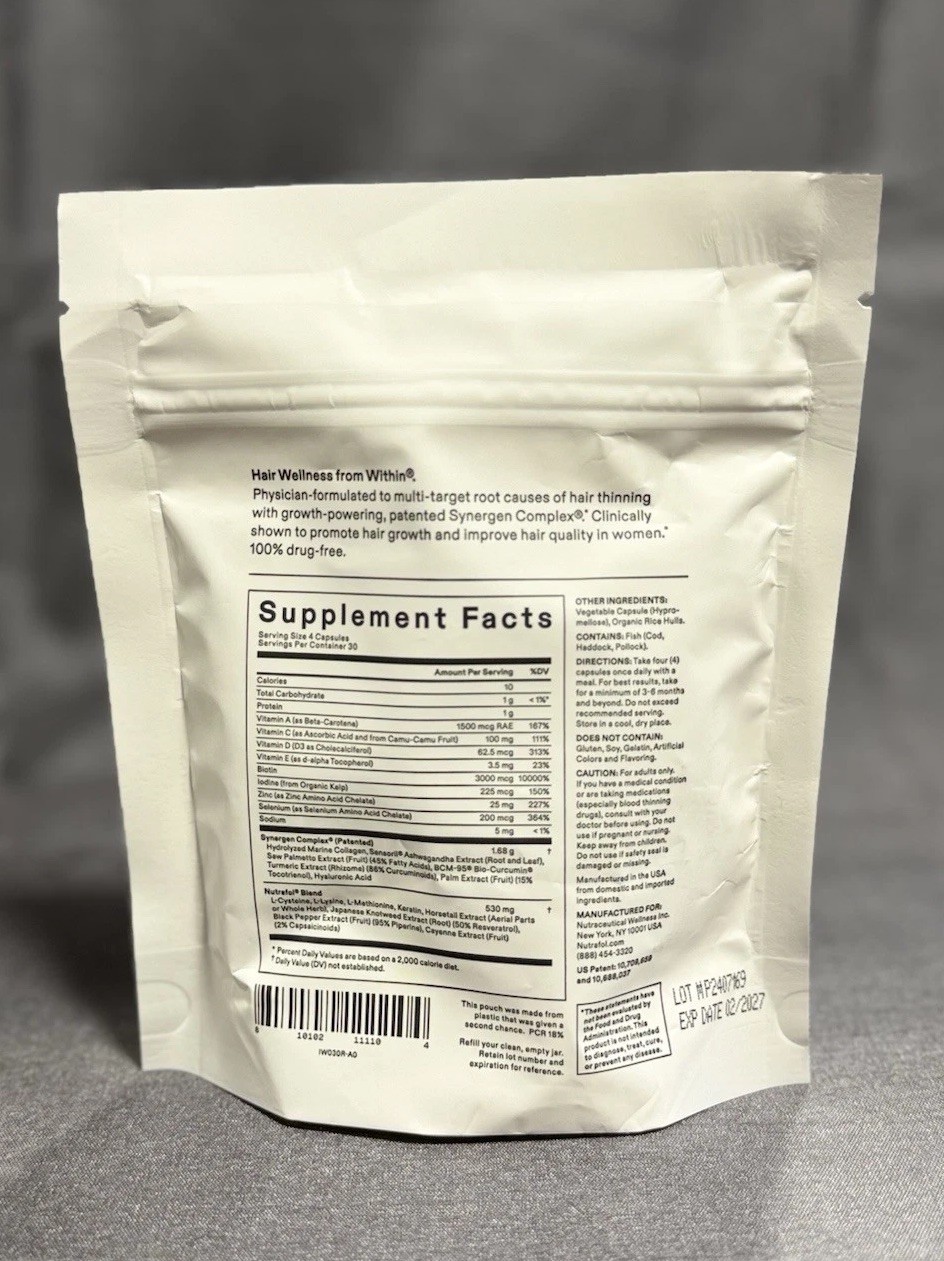 Nutrafol Women Hair Growth Supplement Refill 120 Capsules Unflavored Exp 02/2027