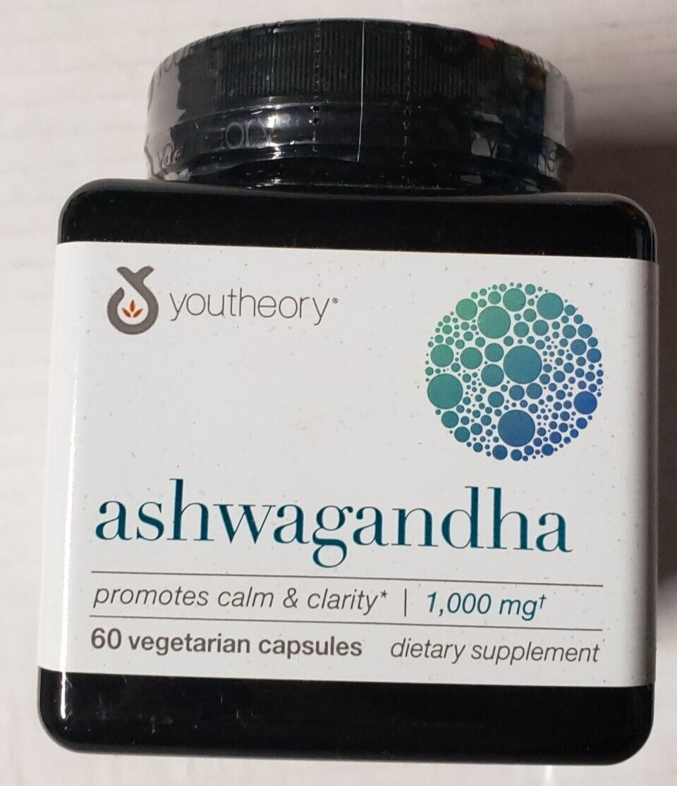 YOUTHEORY – ASHWAGANDHA – 60 Vegetarian Capsules – Calm & Clarity – Exp 12/2024