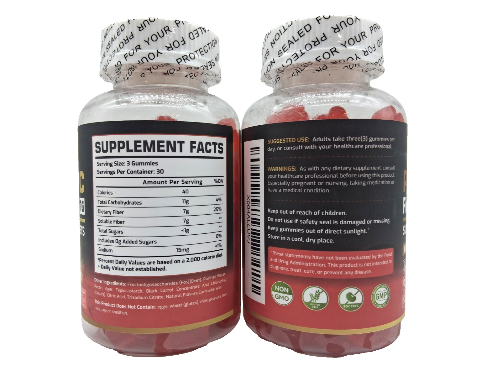 2 x Happyummmm Prebiotic Fiber Gummies 7g, 90 Gummies, Strawberry, Exp. 03/2027