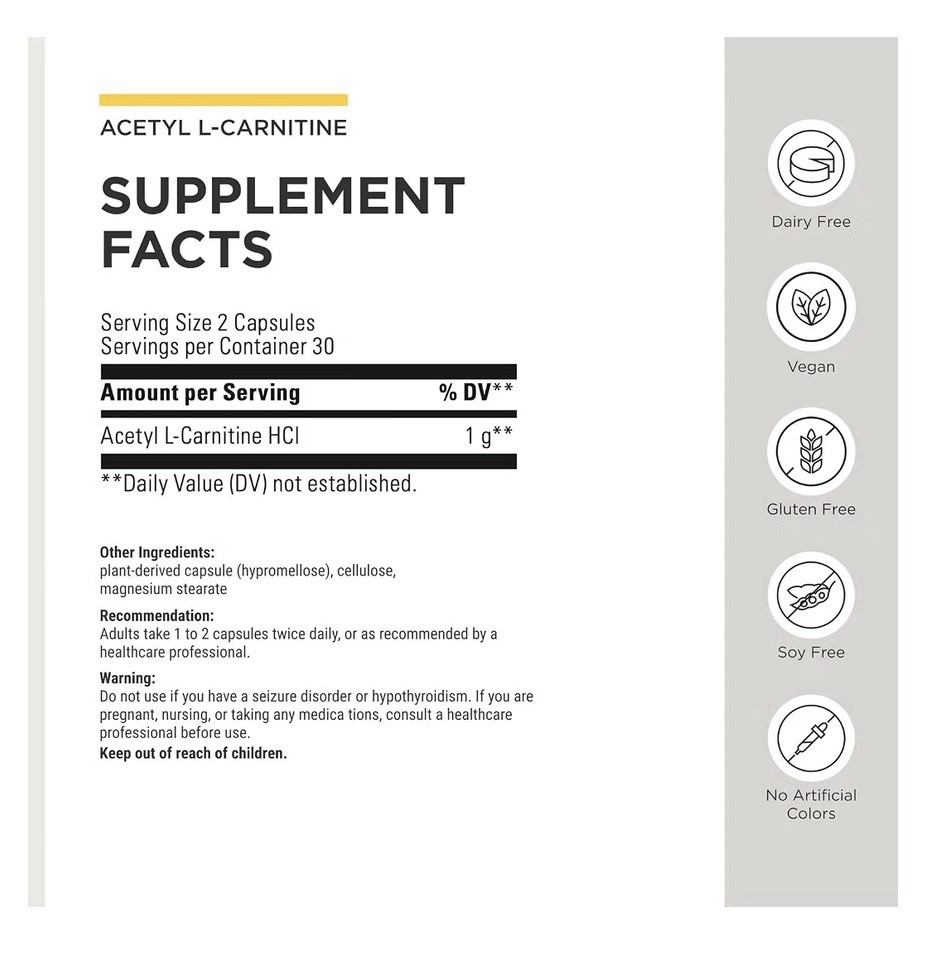 Integrative Therapeutics Acetyl L-Carnitine Cellular Energy Nerve Cell Support
