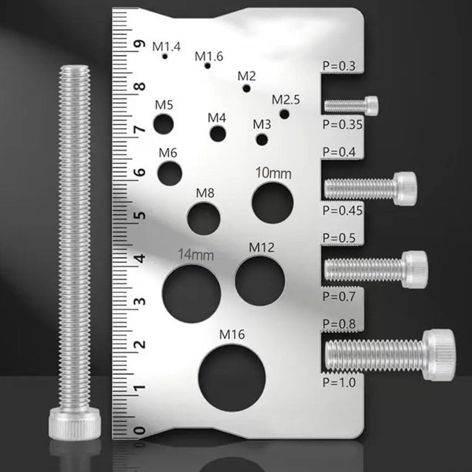 1pc Screw Bolt Nut Measuring Gauge Stainless Steel Diameter Thread Guage