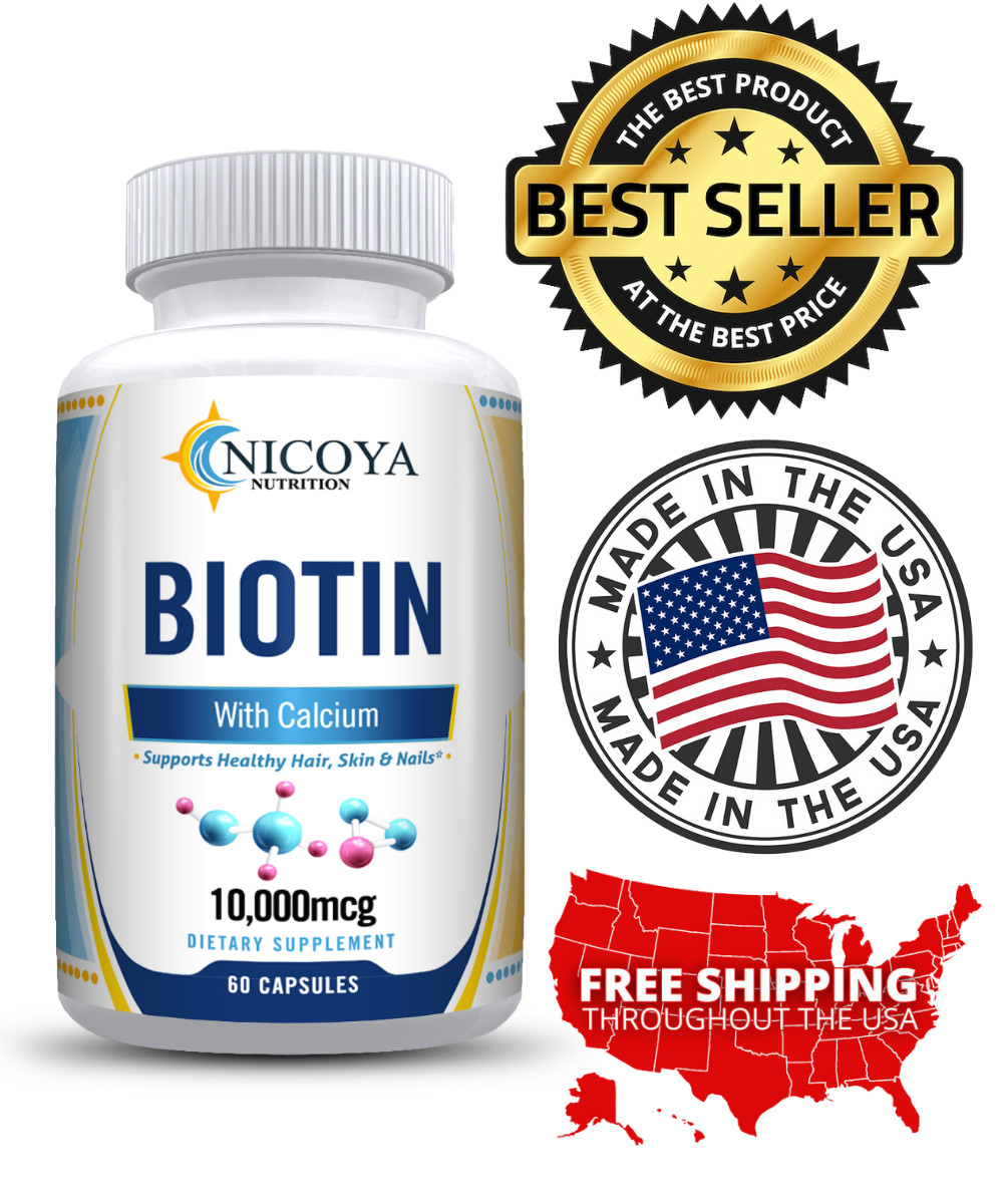Biotin- Hair Supplement For Natural Hair & Nail Growth with Calcium 60ct