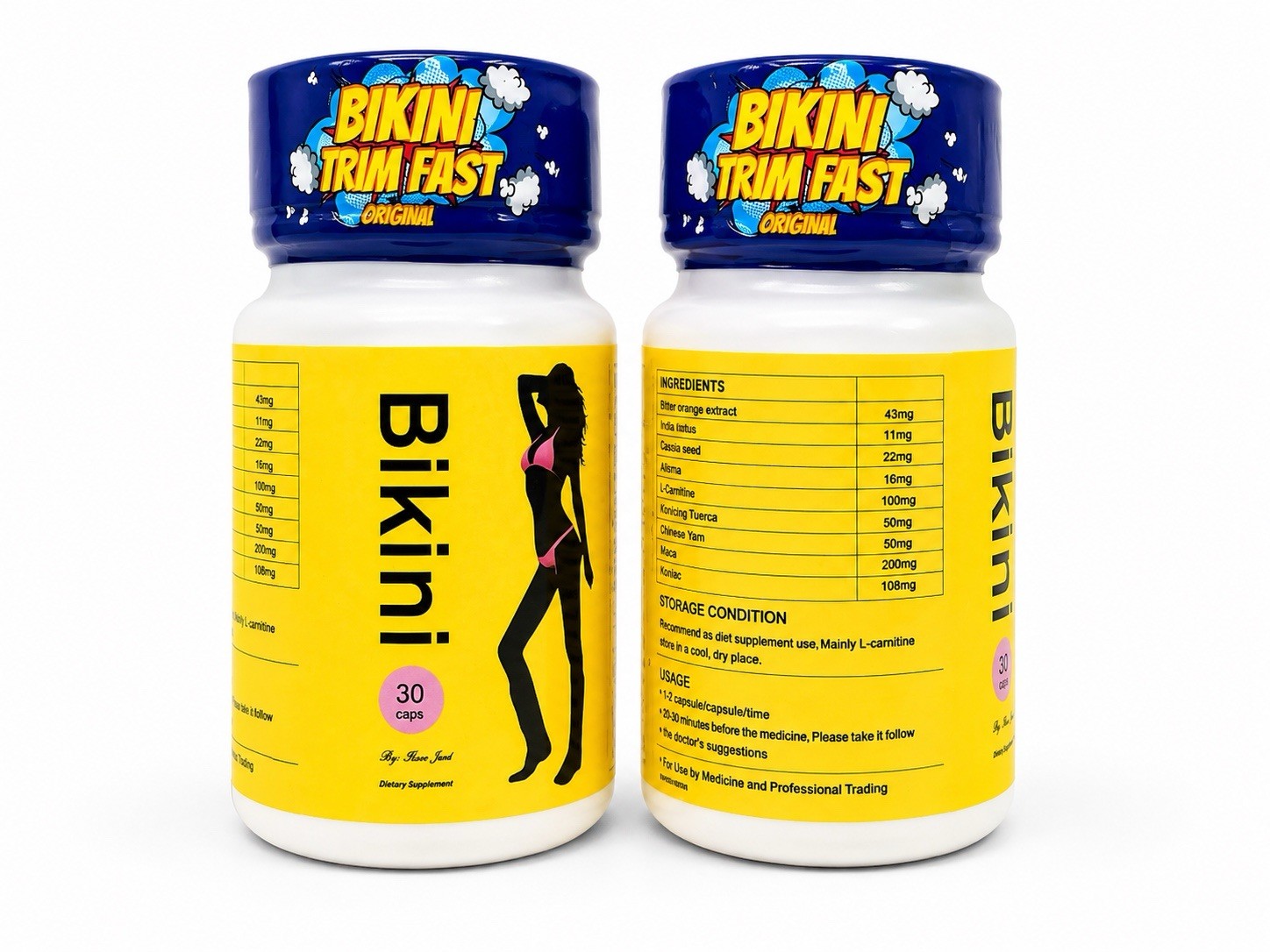 Bikini Trim Fast + Energy Booster Dietary Supplement Combo 30 Capsules Each