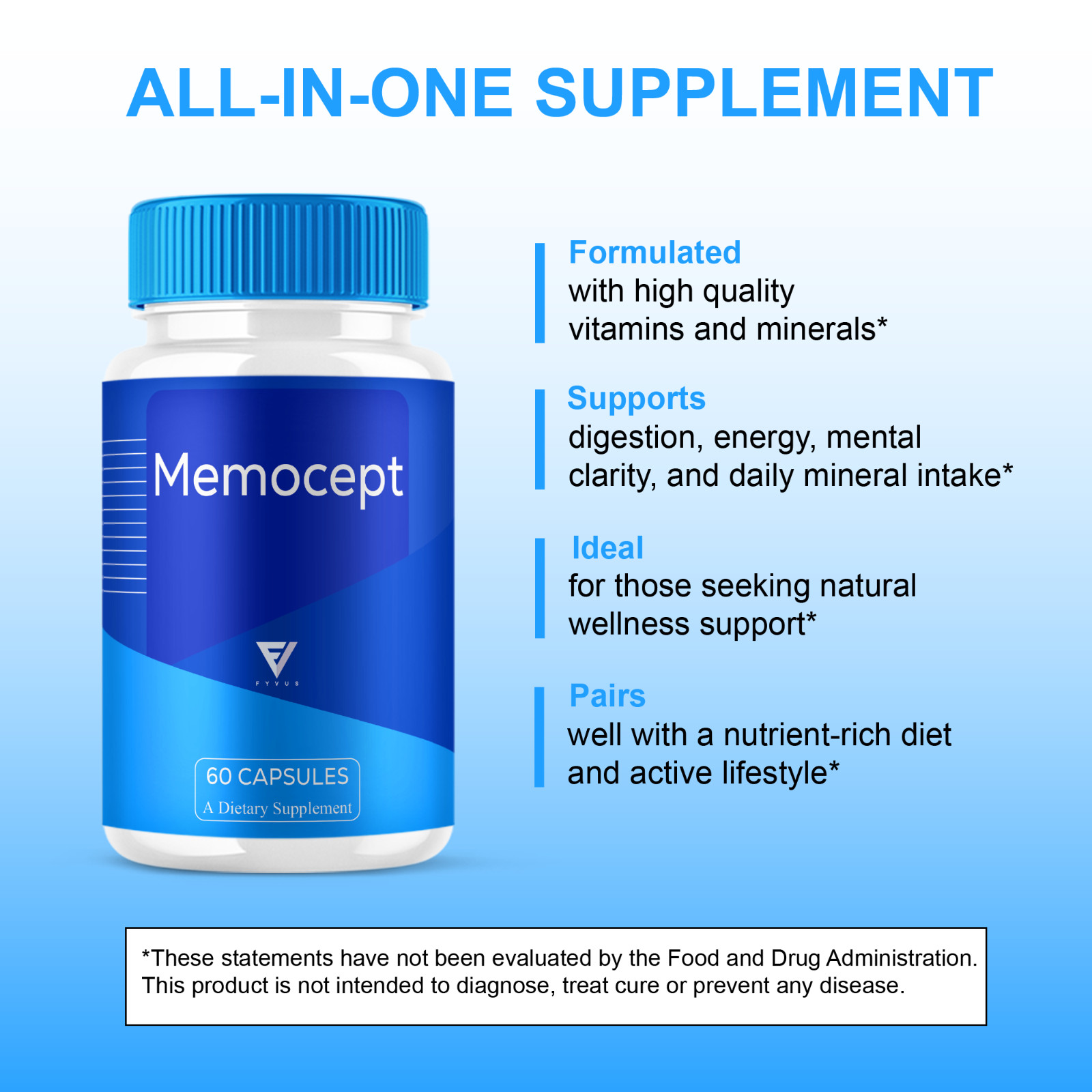 Memocept Advanced Brain Support, Memocept Supplement (60 Capsules)