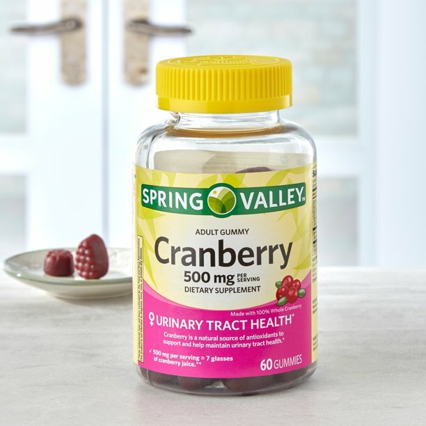 Spring Valley Adult Gummy Cranberry Dietary Supplement, 500 mg, 60 count..
