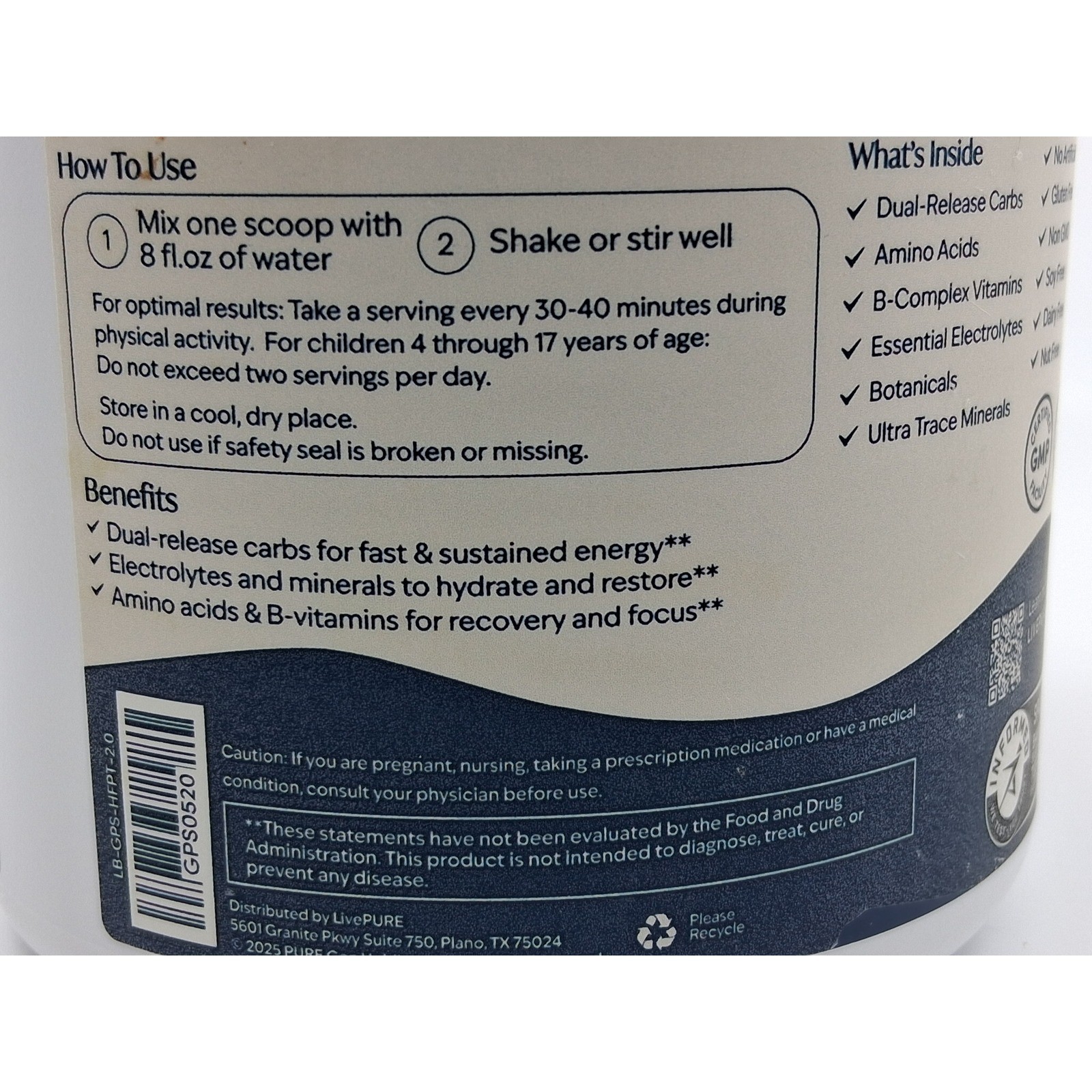 LivePURE Hydrate – Fruit Punch 30 servings, SEALED EXP 11/2027