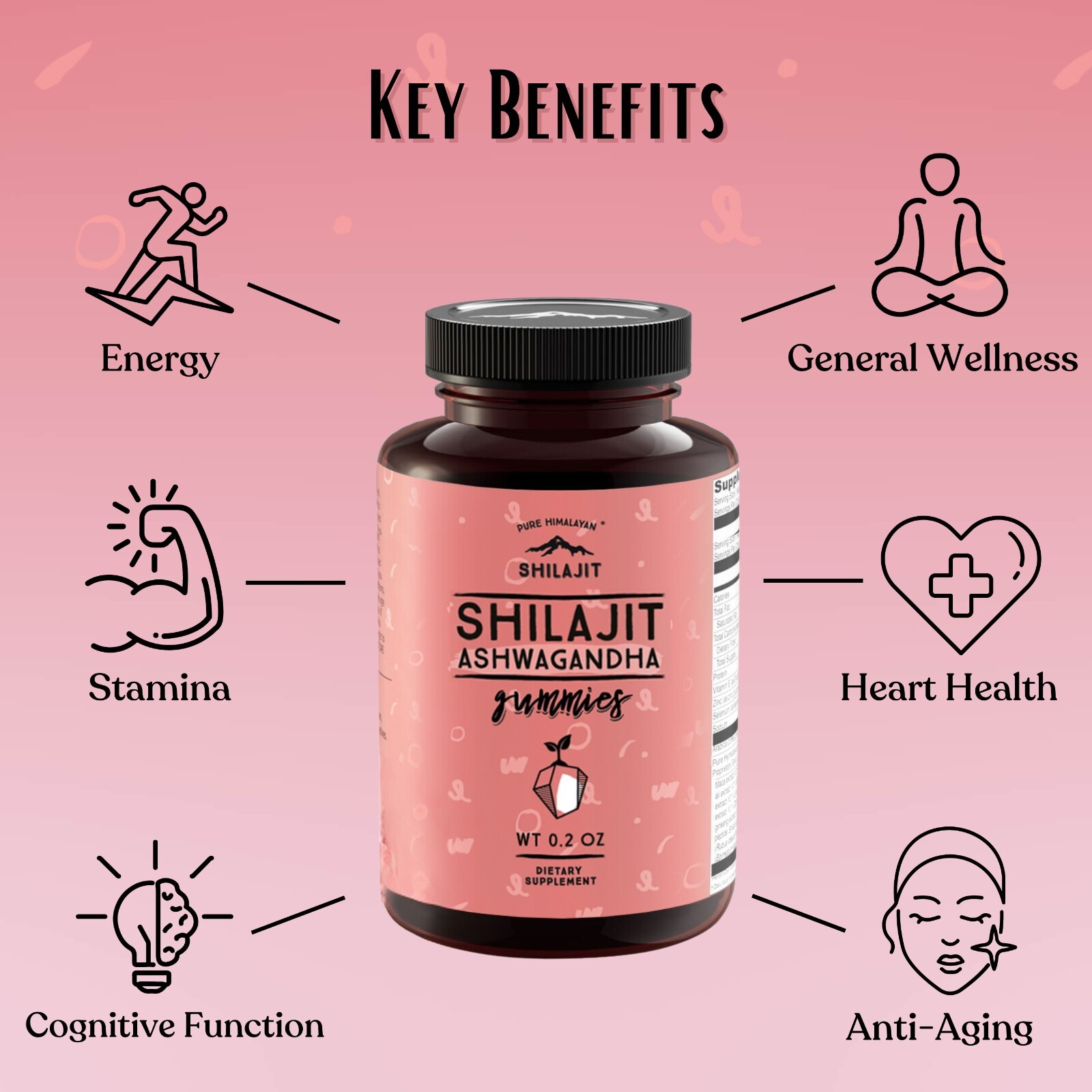 Pure Himalayan Shilajit Gummies, Sugar-Free, 85+ Trace Minerals (90 count)