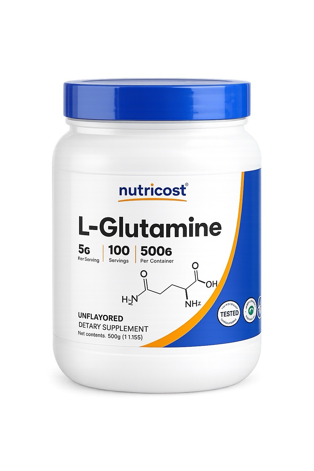 Nutricost Pure L-Glutamine Powder 500G – 100 Servings, Non-GMO & Gluten Free