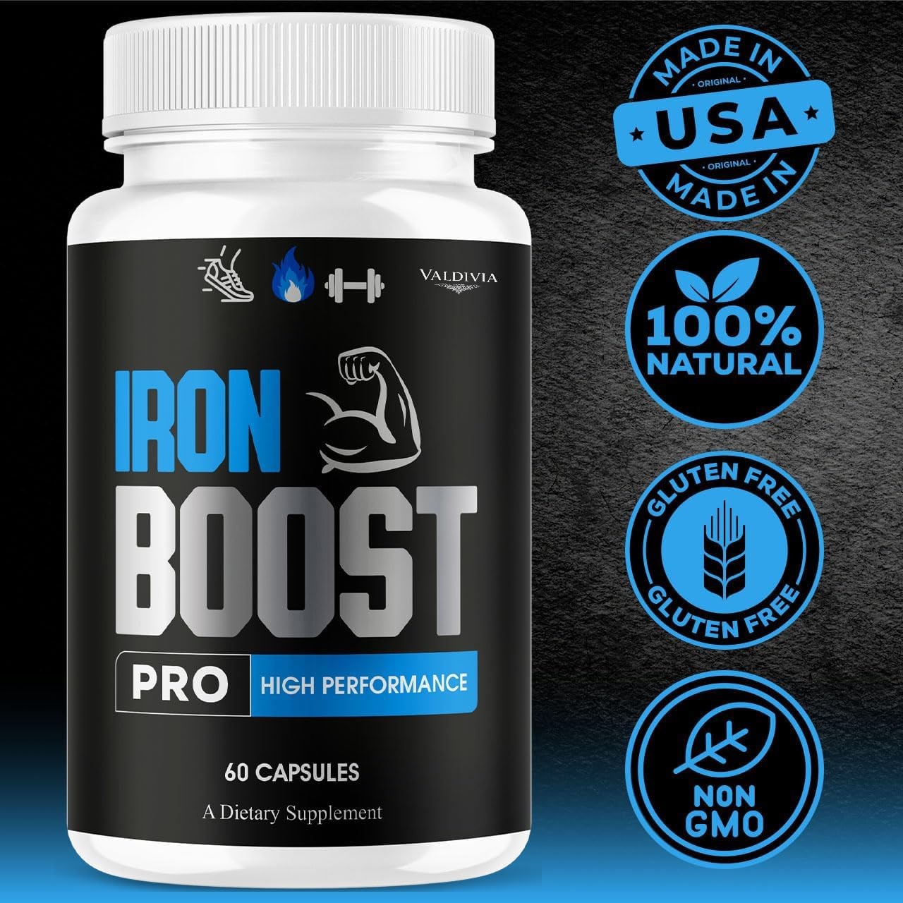 Iron Boost Pro Iron Supplement Capsules Energy Anemia Support 5 Pack 300Ct