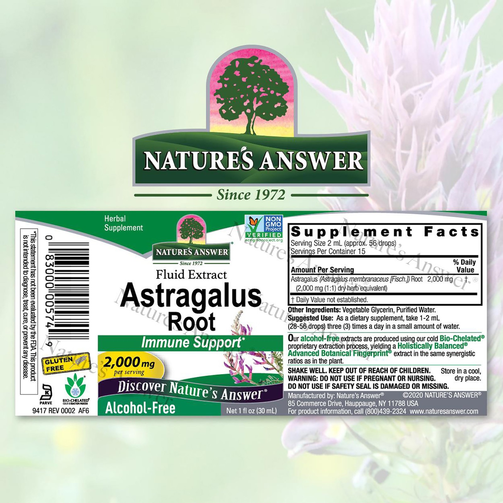 2 Pack Astragalus Root AF – 2000mg by Natures Answer for Unisex – 1 oz