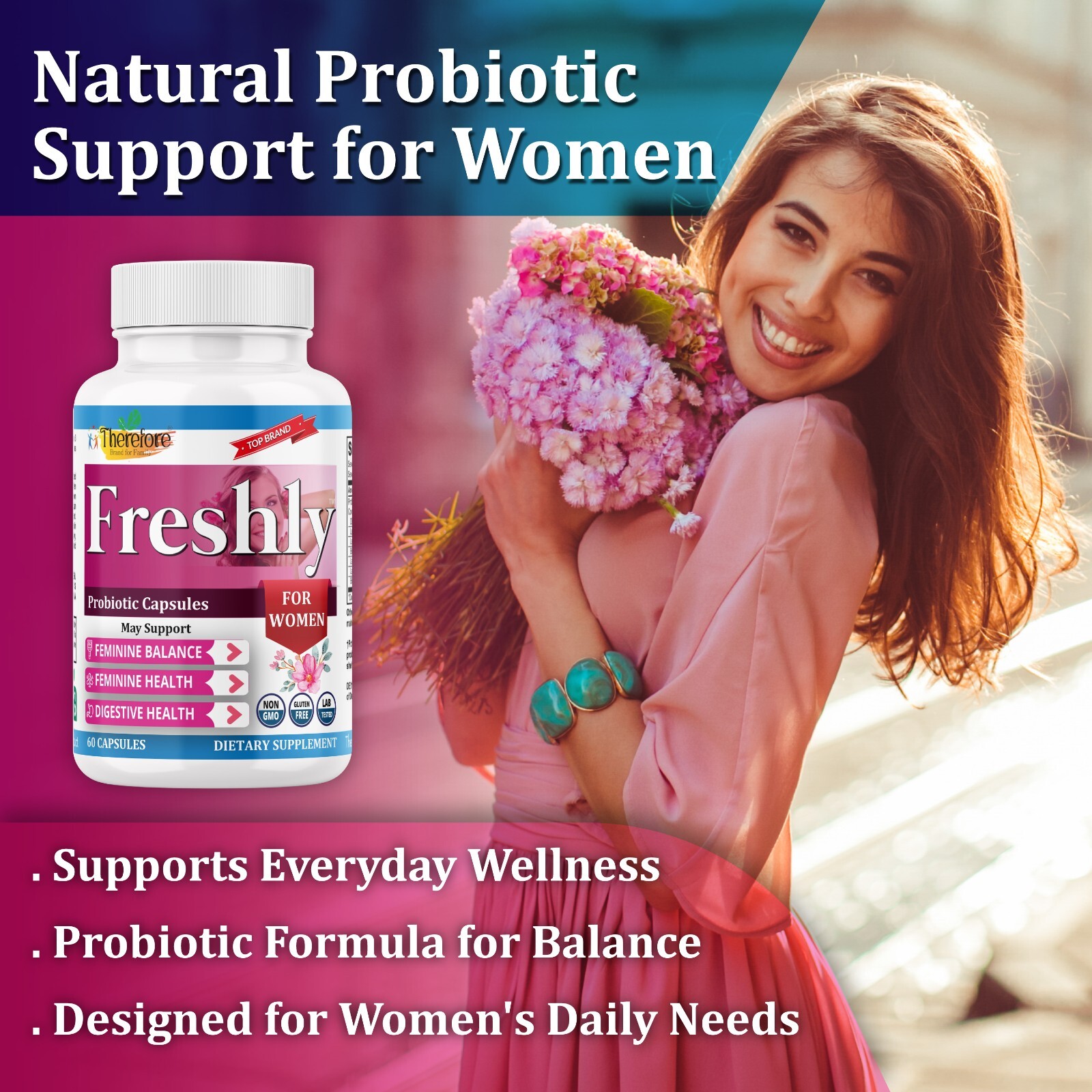 Vaginal Flora & Feminine Health Probiotics for Women, Yeast Balance-60 Pills