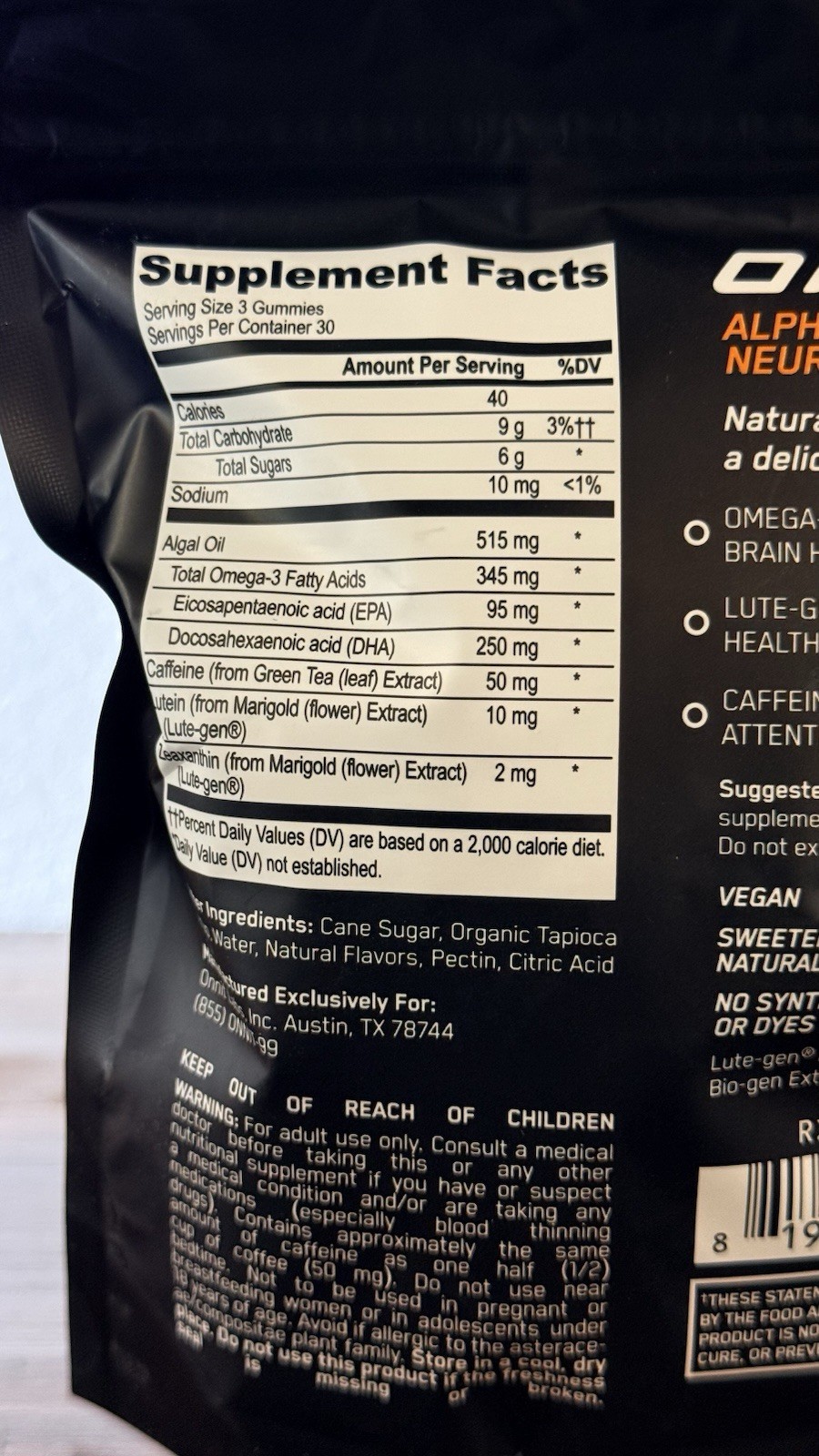 2 pack Onnit Alpha Brain Neuro Gummies Vegan No Synthetic Colors Citrus Punch 90