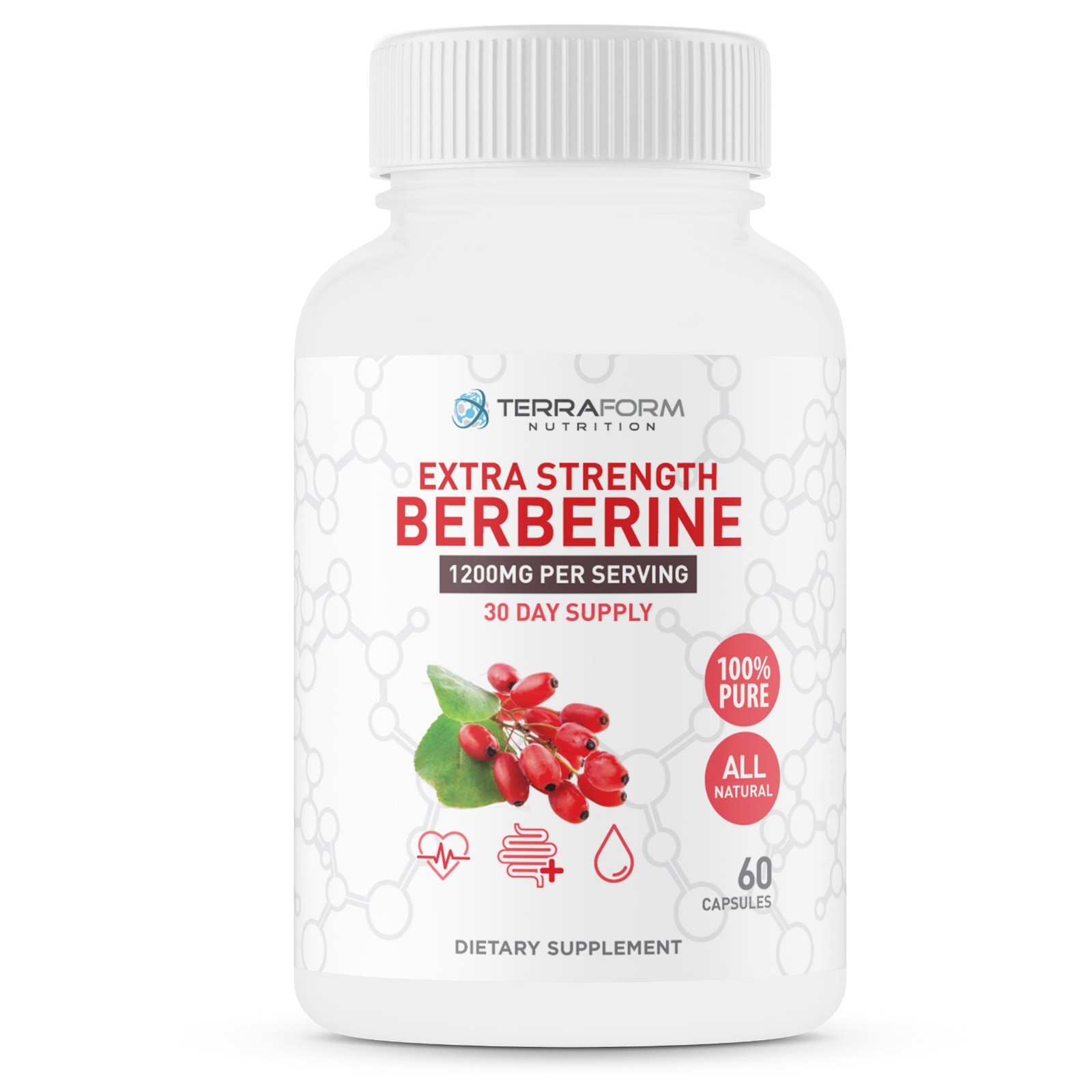 Pure Berberine – 1200mg Max Strength – 2 Pack