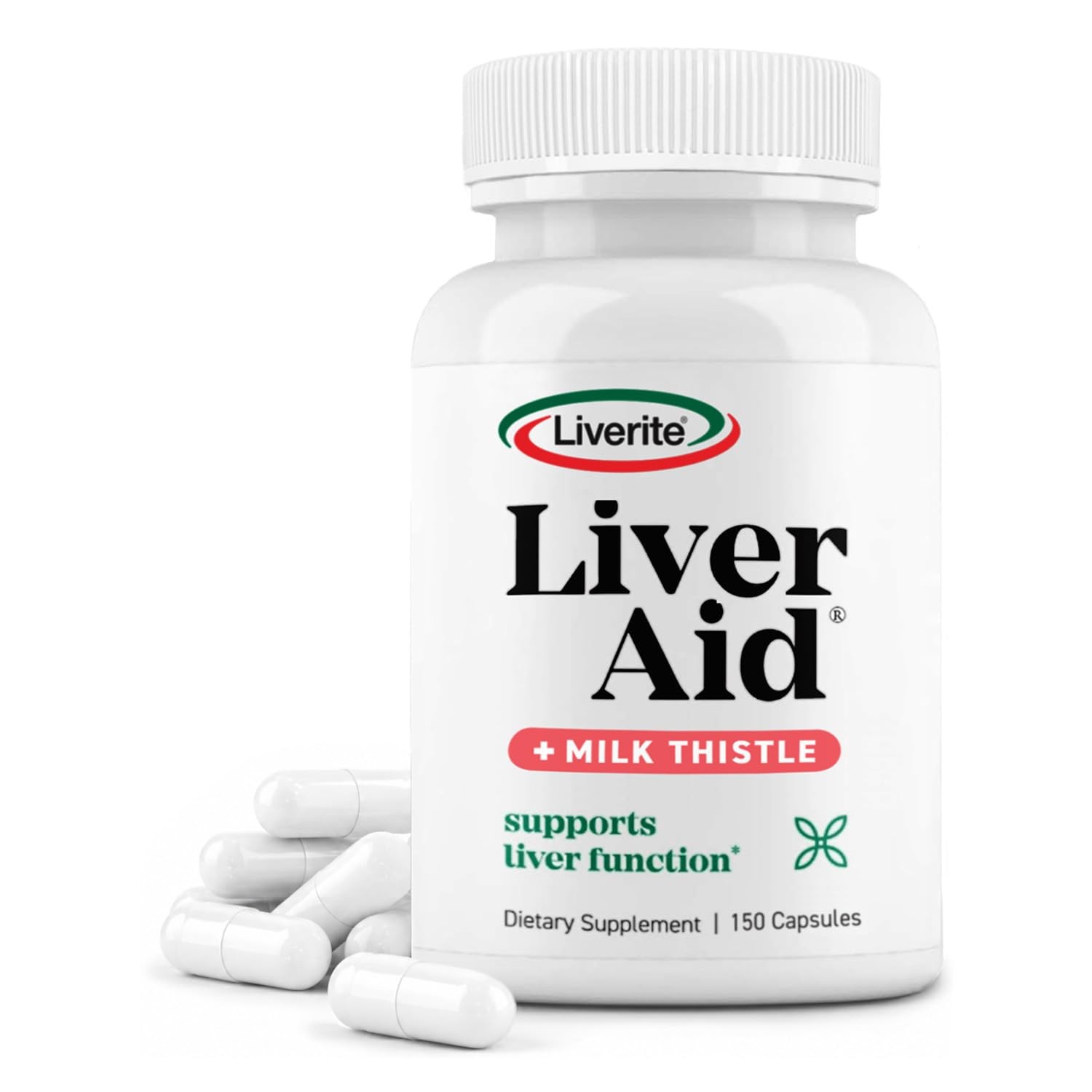 LIVERITE Liver Aid with Milk Thistle 150 150 Count (Pack of 1), Brown