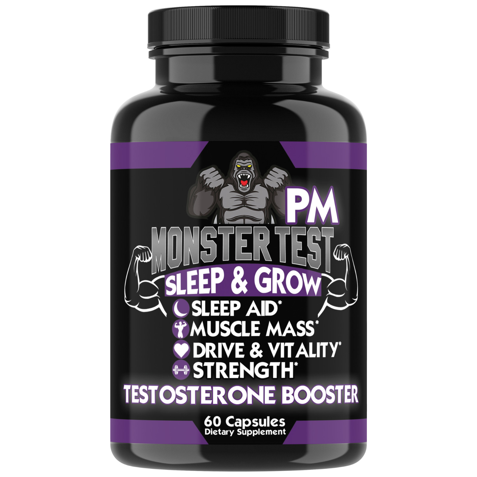 Angry Supplements Monster Test Testosteron Booster Tribulus for Men + PM 2-PK