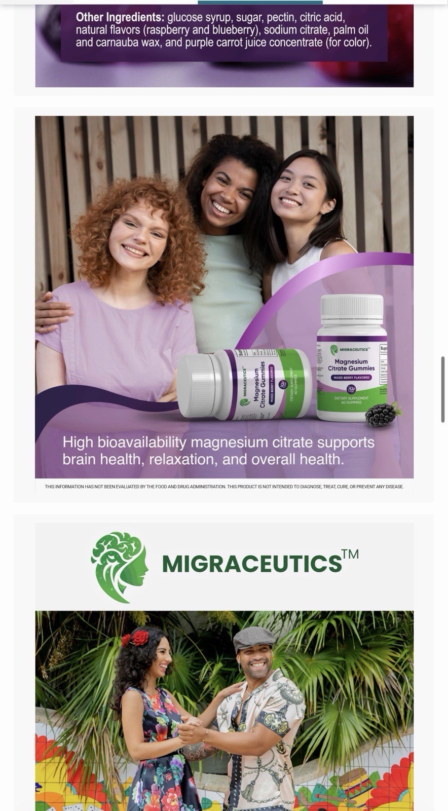 Migraceutics Magnesium Citrate Gummies 200mg Mixed Berry Gluten-Free 60ct