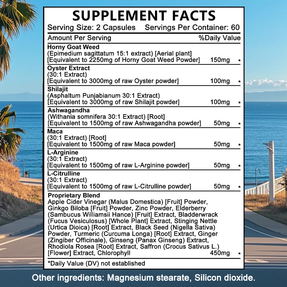 Men’s Energy Bottle – 20-in-1 Complex with,Maca & Oyster for Vitality 120Caps