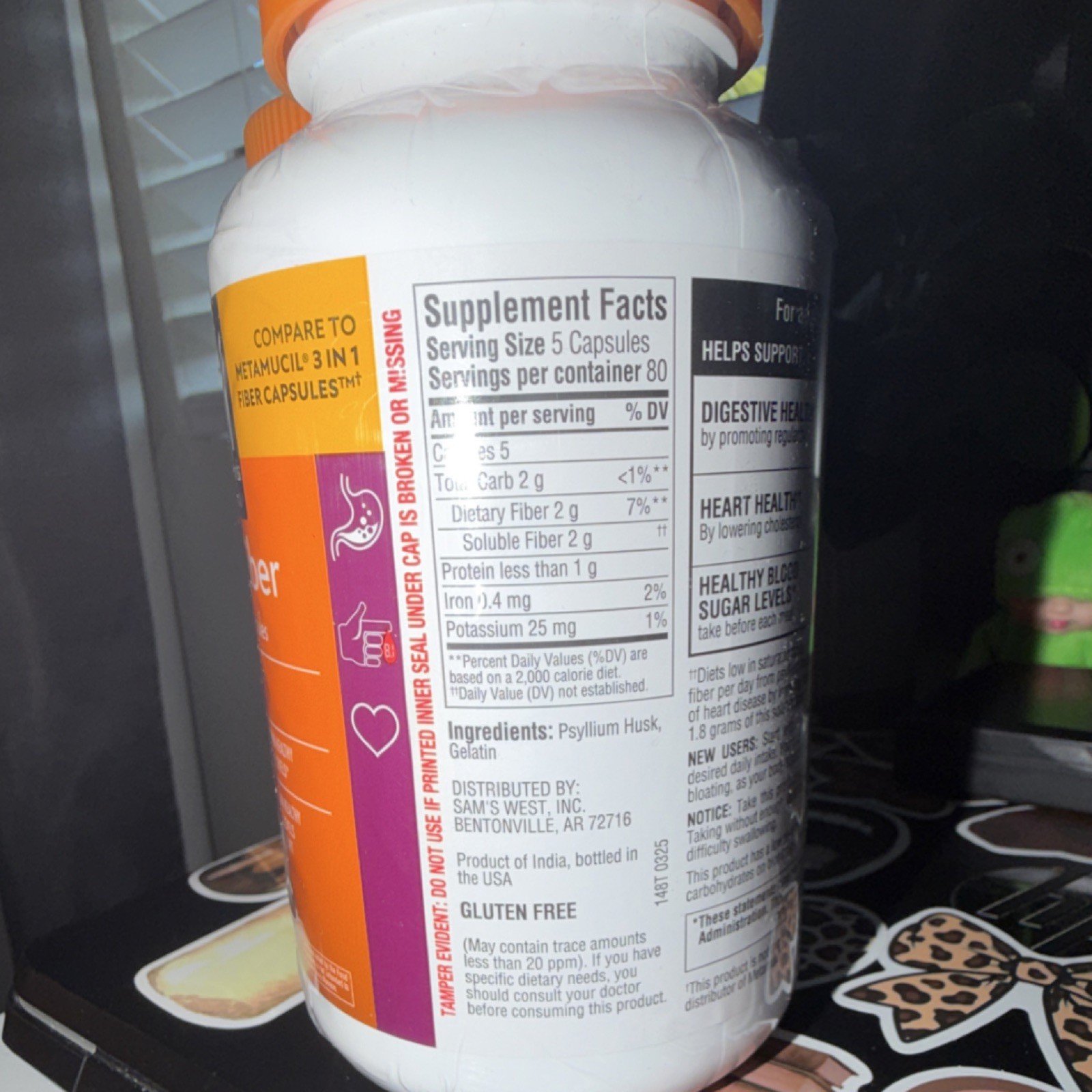 Member’s Mark Psyllium Husk Fiber Capsules Twin Pack 800 Gluten-Free