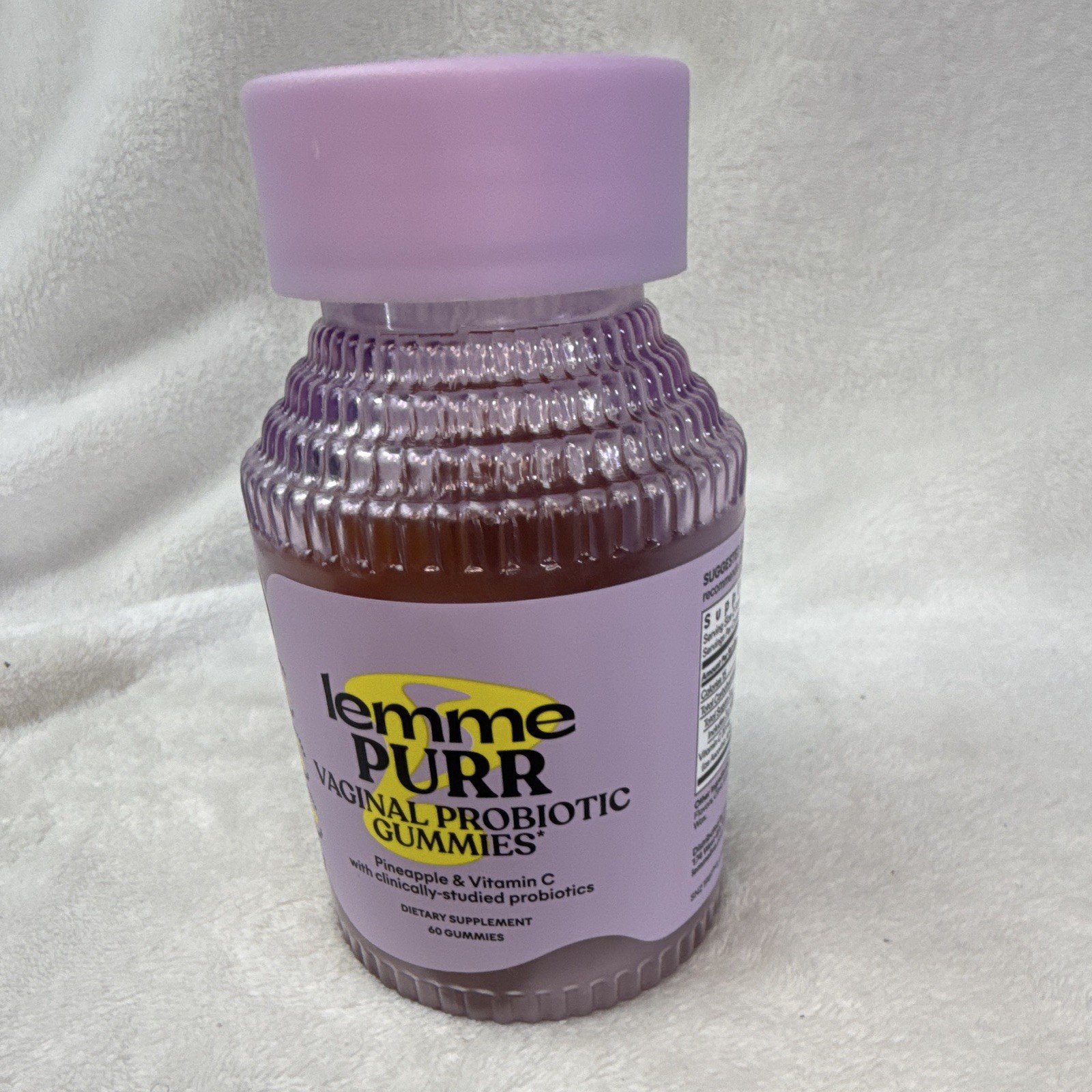 Lemme PURR Vaginal Probiotic Gummies Pineapple + Vitamin C 60 Count