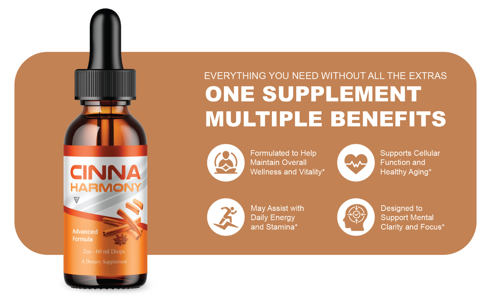 (5 Pack) Cinna Harmony Drops, CinnaHarmony Advanced Formula Supplement (10oz)