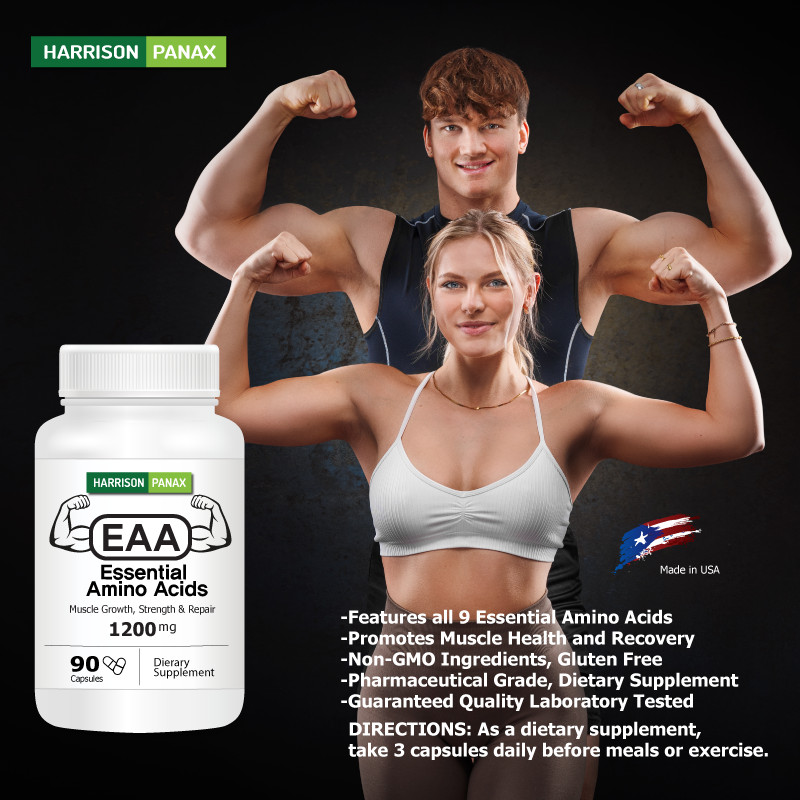 Essential Amino Acids (EAA), High Potency Muscle Growth Supplement Capsules