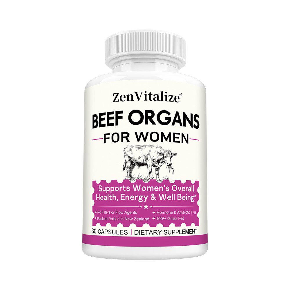 ZenVitalize Grass Fed Beef Organ 30~120Cap Formulated For Women Health Non-GMO