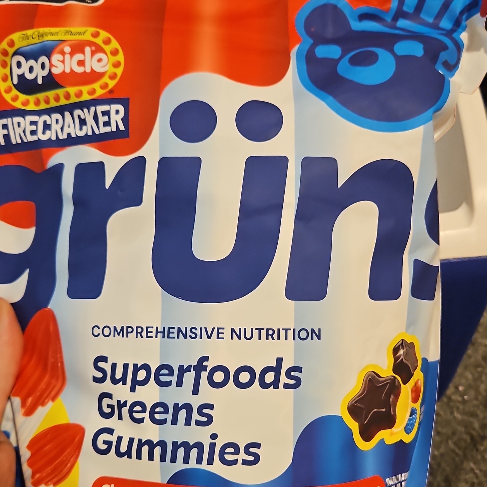grüns Superfoods Greens Gummies Vegan General Wellness Popsicle Firecracker