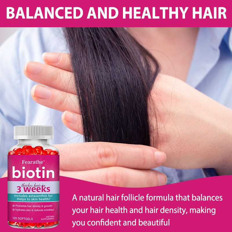 Thicker Hair in 3 Weeks – Biotin w/ Astaxanthin – Hair, Skin & Nails Health