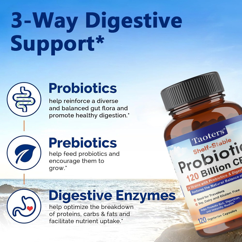 Probiotics Capsules 120 Billion CFUs 34 Strains Improve Immune Digestive Health