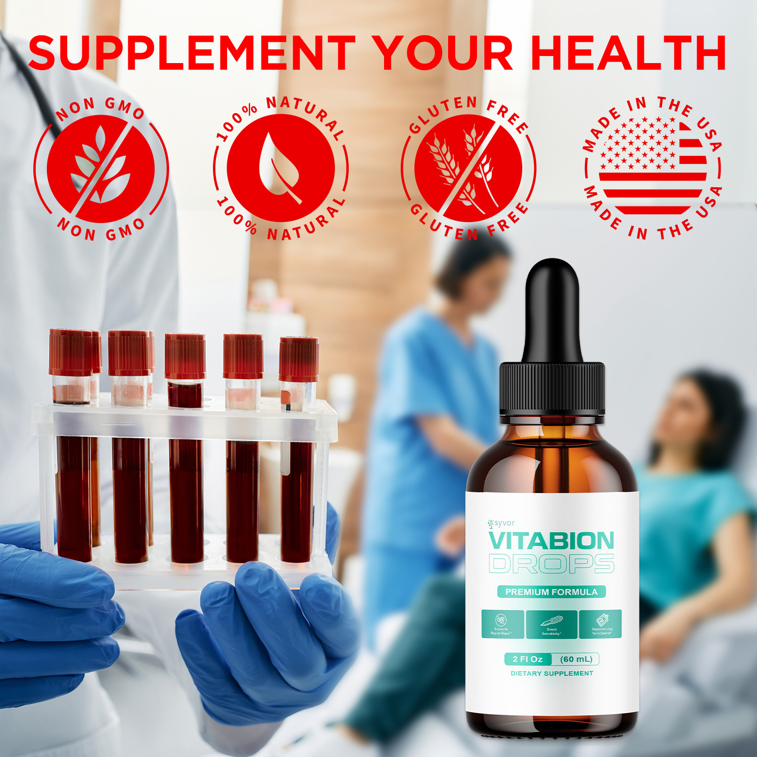(5 Pack) Vitabion Blood Support Drops Vita Bion Vitamin Supplement 150 Servings