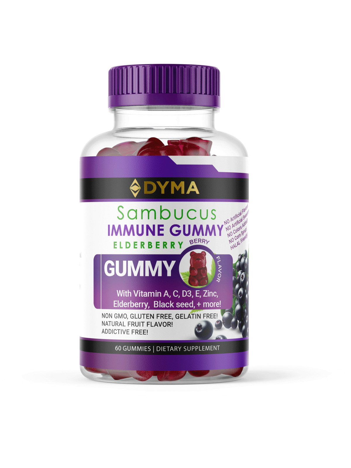 DYMA® Elderberry Multivitamin Gummies With Black Seed Oil For Adults, Berry Blas