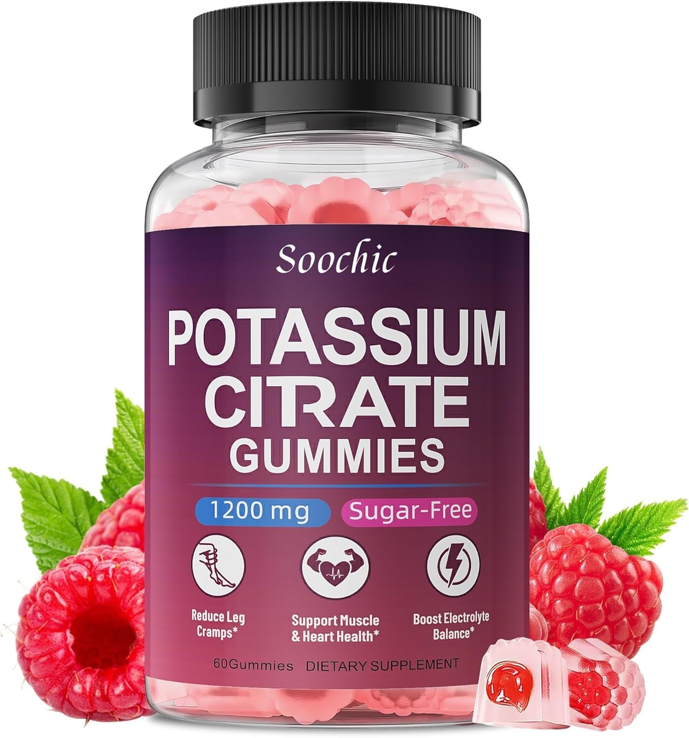 Potassium Citrate Gummies – 1200mg Chewable Potassium Men & Women (60 Count)Musc