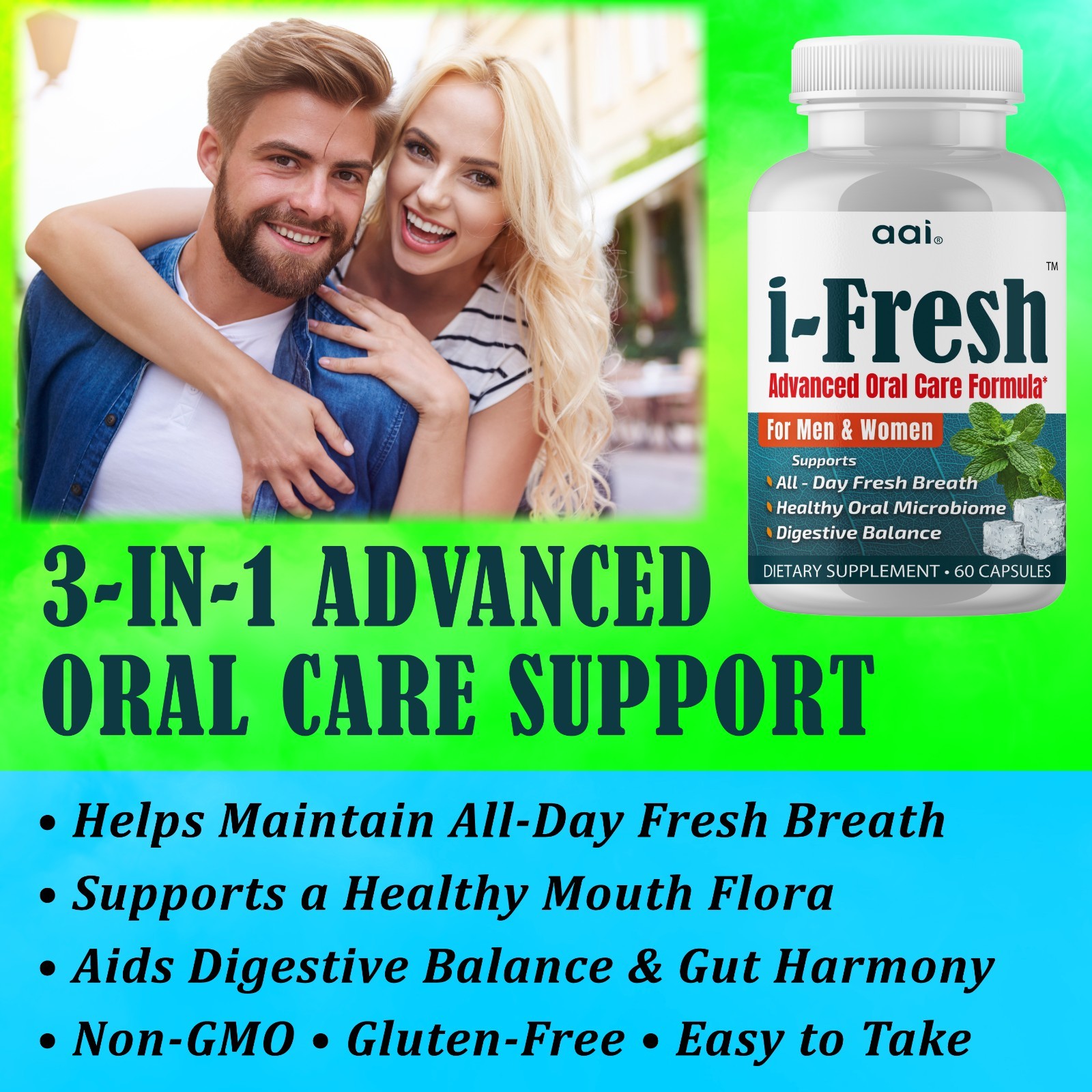 Oral Probiotics for Bad Breath, Oral Health & Fresh Breath Digestive Enzymes 60C