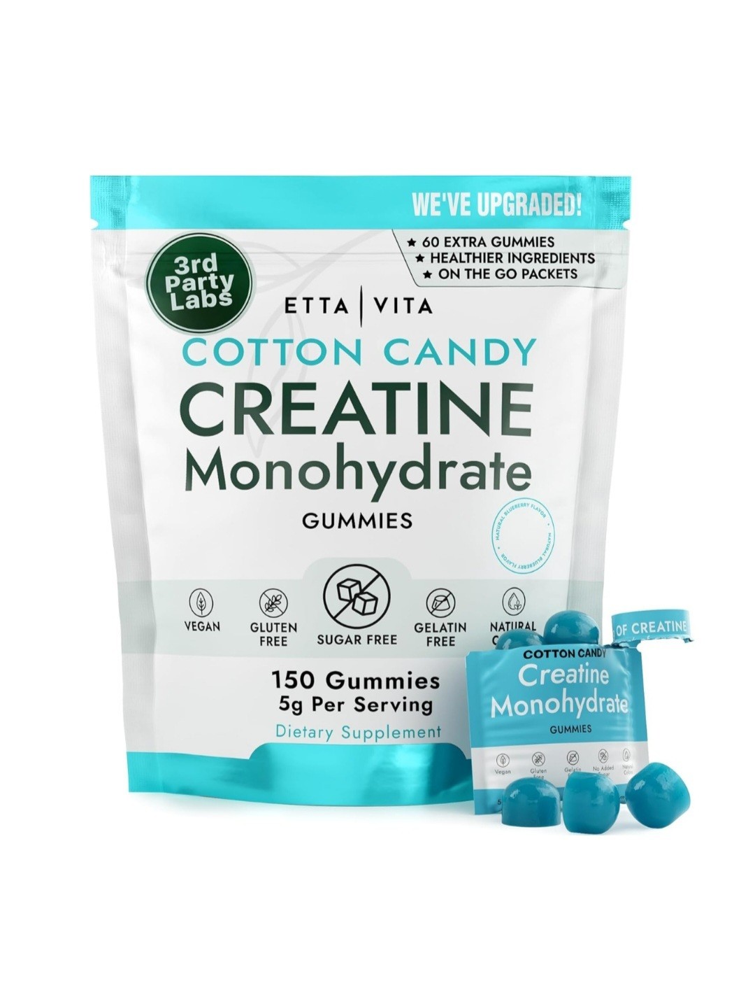 Etta Vita Cotton Candy Creatine Monohydrate Gummies (5g) 150 Gummies EXP 2/27