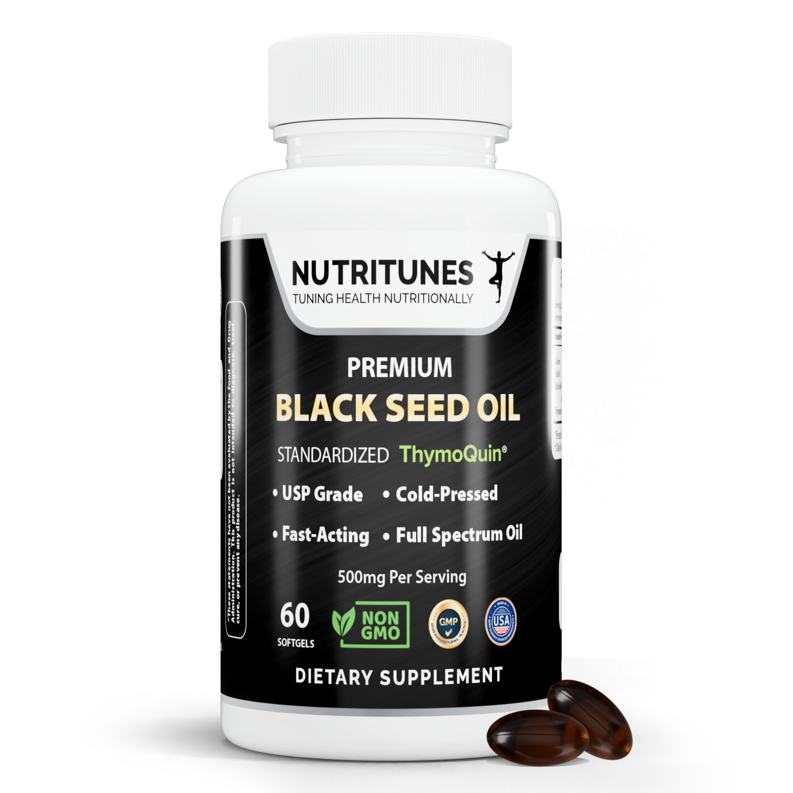 Black Seed Oil with 3% Thymoquinone Nigella Sativa – 60 Softgels