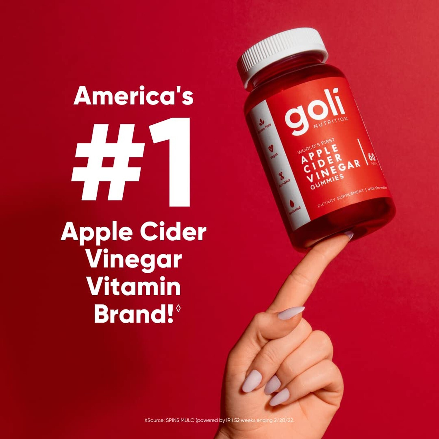 Goli Apple Cider Vinegar Gummy Vitamins – 60 Count – Vitamins B9 & B12, Gelat…