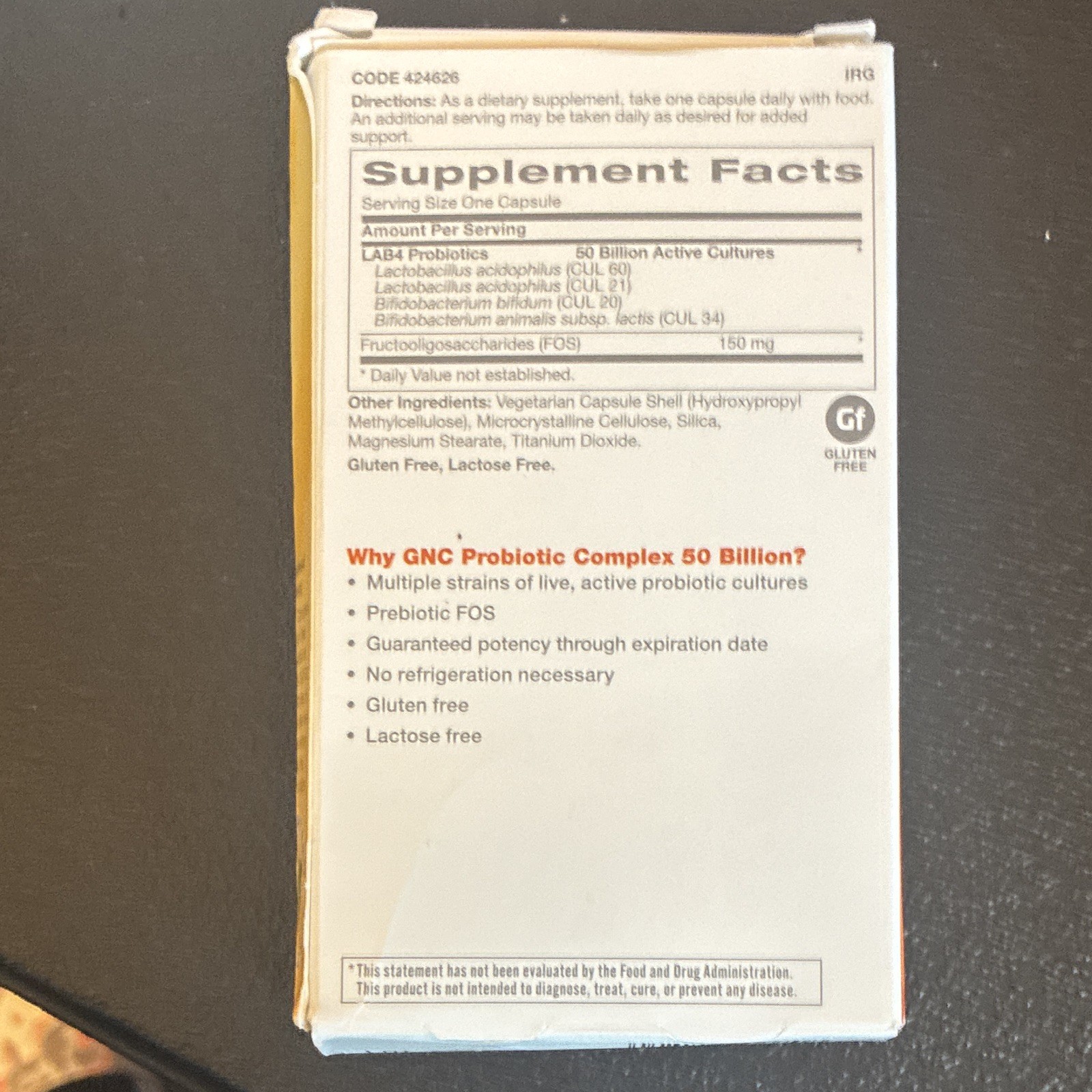 GNC Probiotic Complex 50 Billion CFUs Digestive & Immune Support 30Veg Cps 12/26