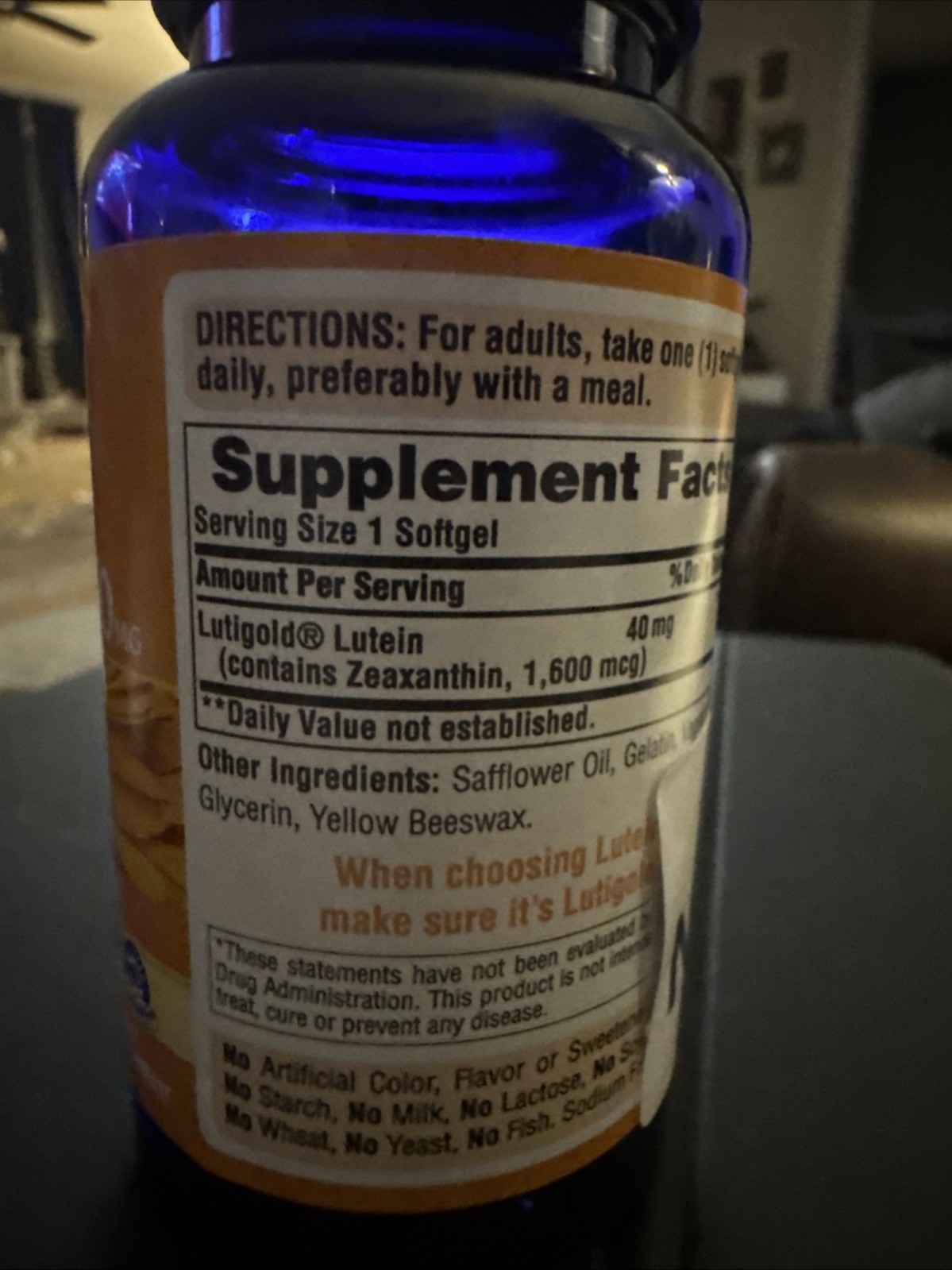 Puritan’s Pride Lutein 40mg With Zeaxanthin 60 Softgels EXP 11/2027 Sealed