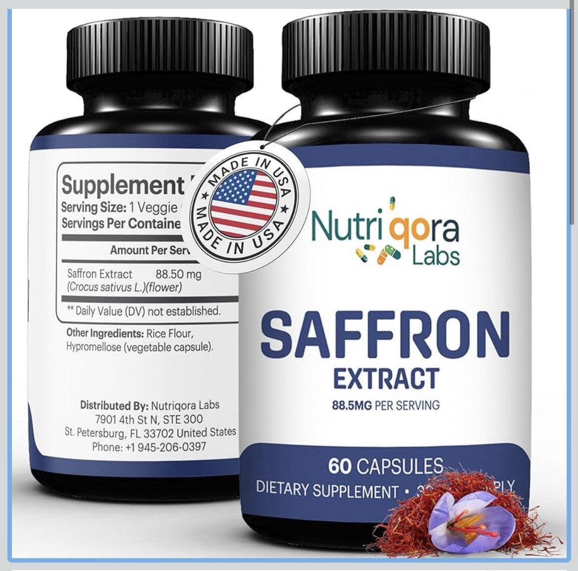 Lot of 3 Saffron Supplements (60 Vegan Capsules | 88.5 mg Each) – Sealed