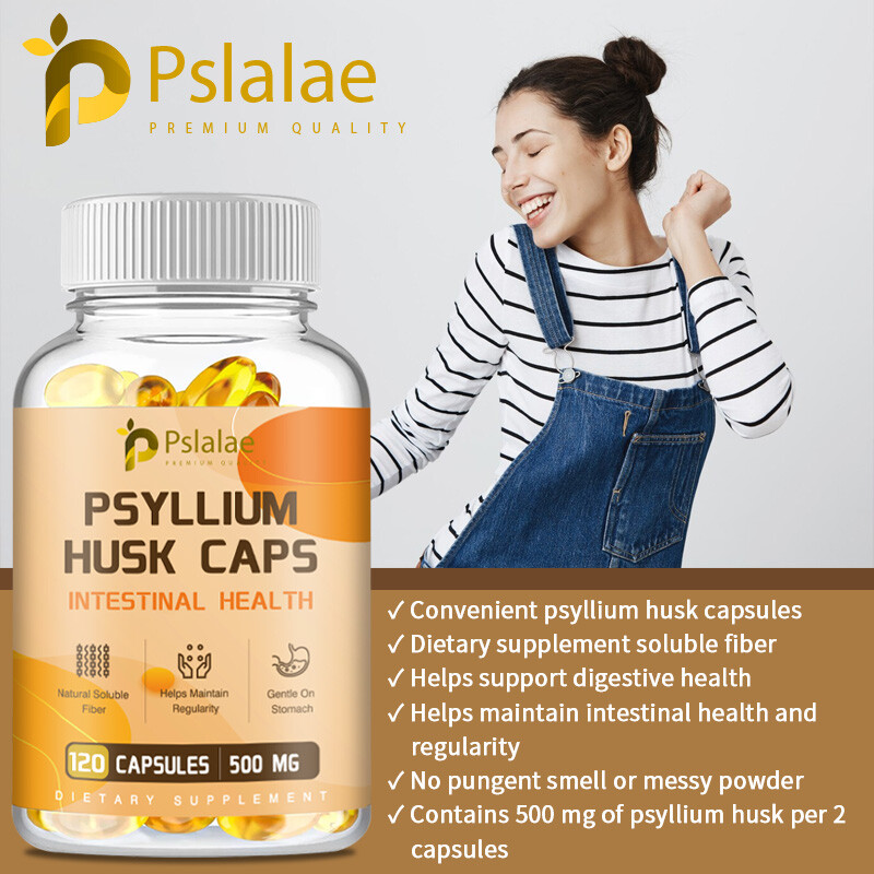 Psyllium Husk Caps 500mg – Natural Soluble Fiber, Dietary Fiber Supplements