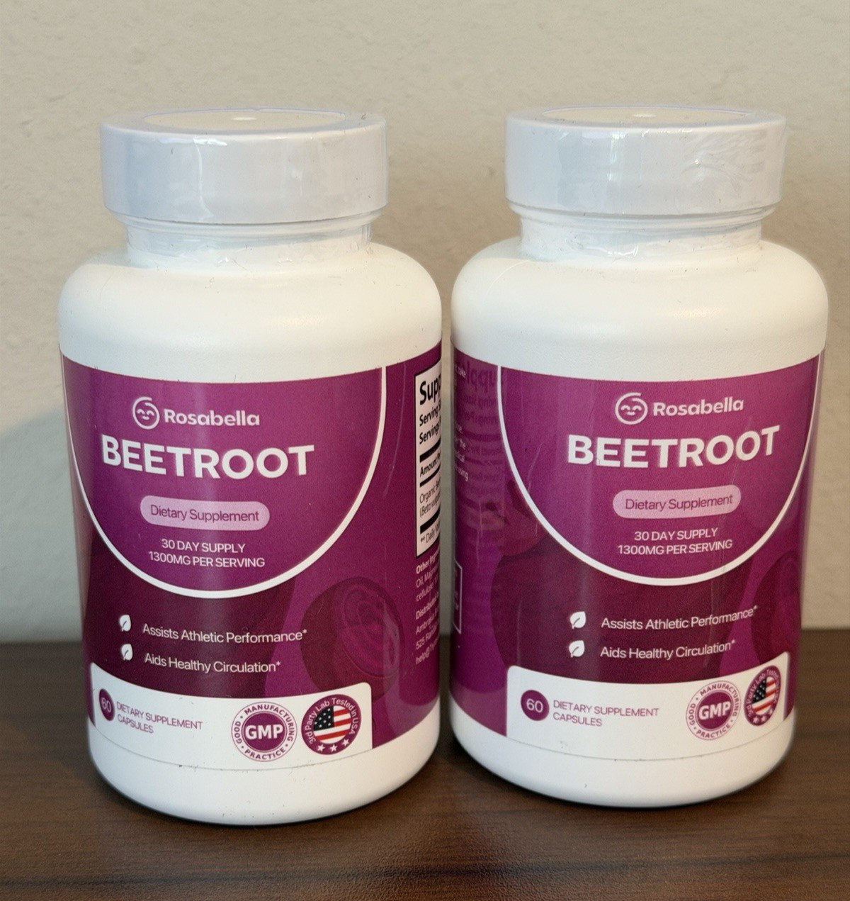 2pk Rosabella Organic BeetRoot 60 Capsules Dietary Supplement EXP. 11/2027
