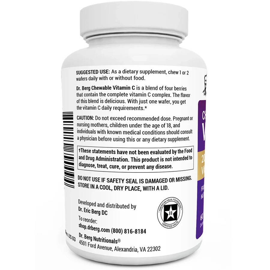 Dr Berg – Chewable Vitamin C complex made with organic berries non-GMO