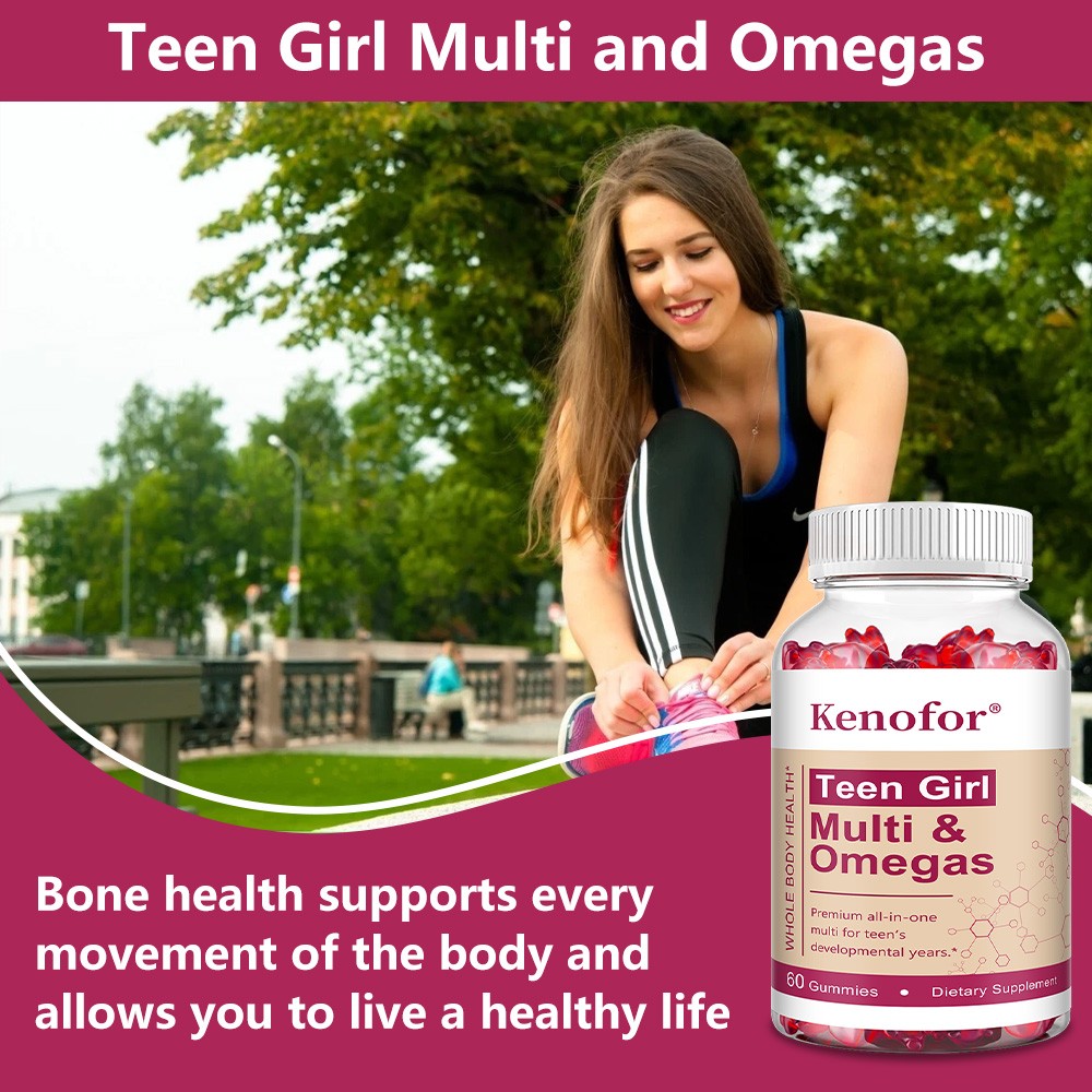 Teen Girl Multivitamin Gummies Omega 3 Fish Oil Support Hair Skin Nails 60 CT US