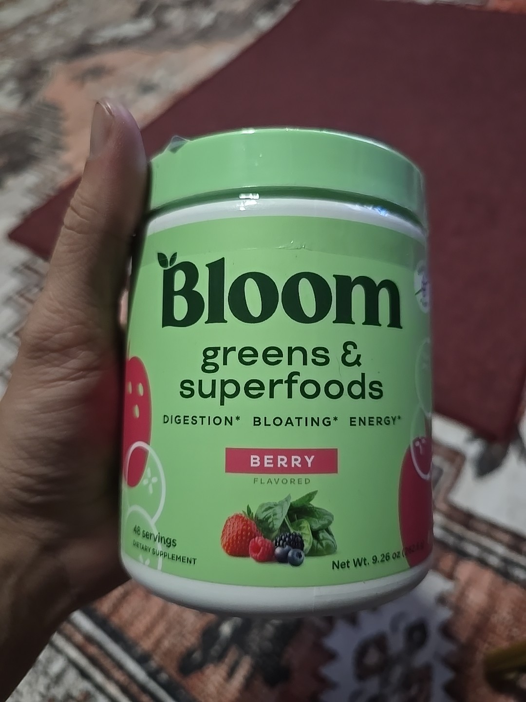 Bloom Greens & Superfoods Supplement Powder, Berry, 48 Servings Exp 03/26