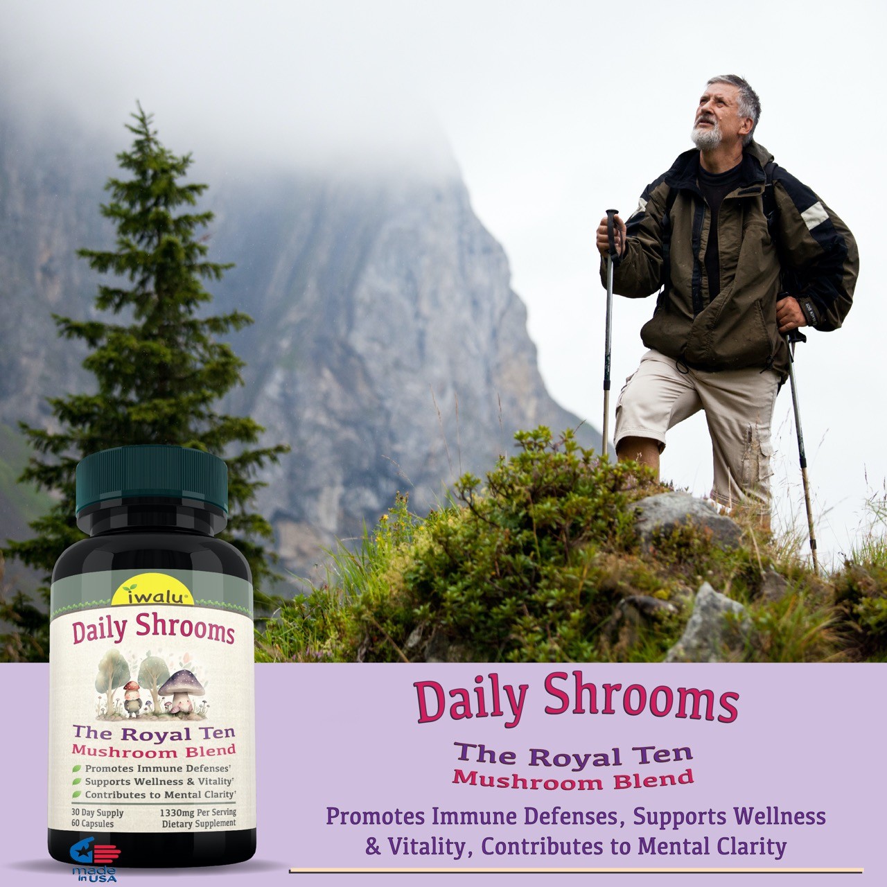 Control Cortisol 10x Complejo Hongos – Melena León, Reishi, Shiitake, 60 Cápsula