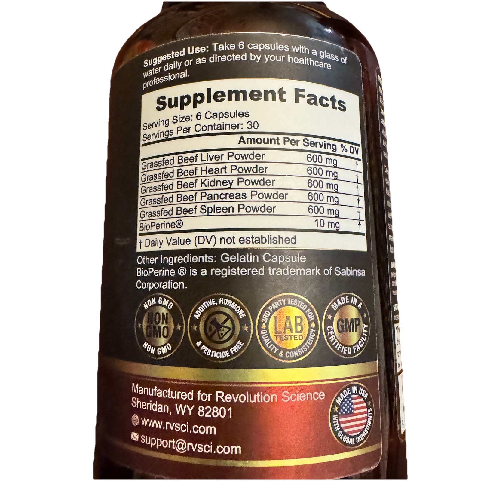 RevSci PRIMUS Grass Fed Beef Organ Complex Superfood 180 Caps 7-2027 NEW Sealed