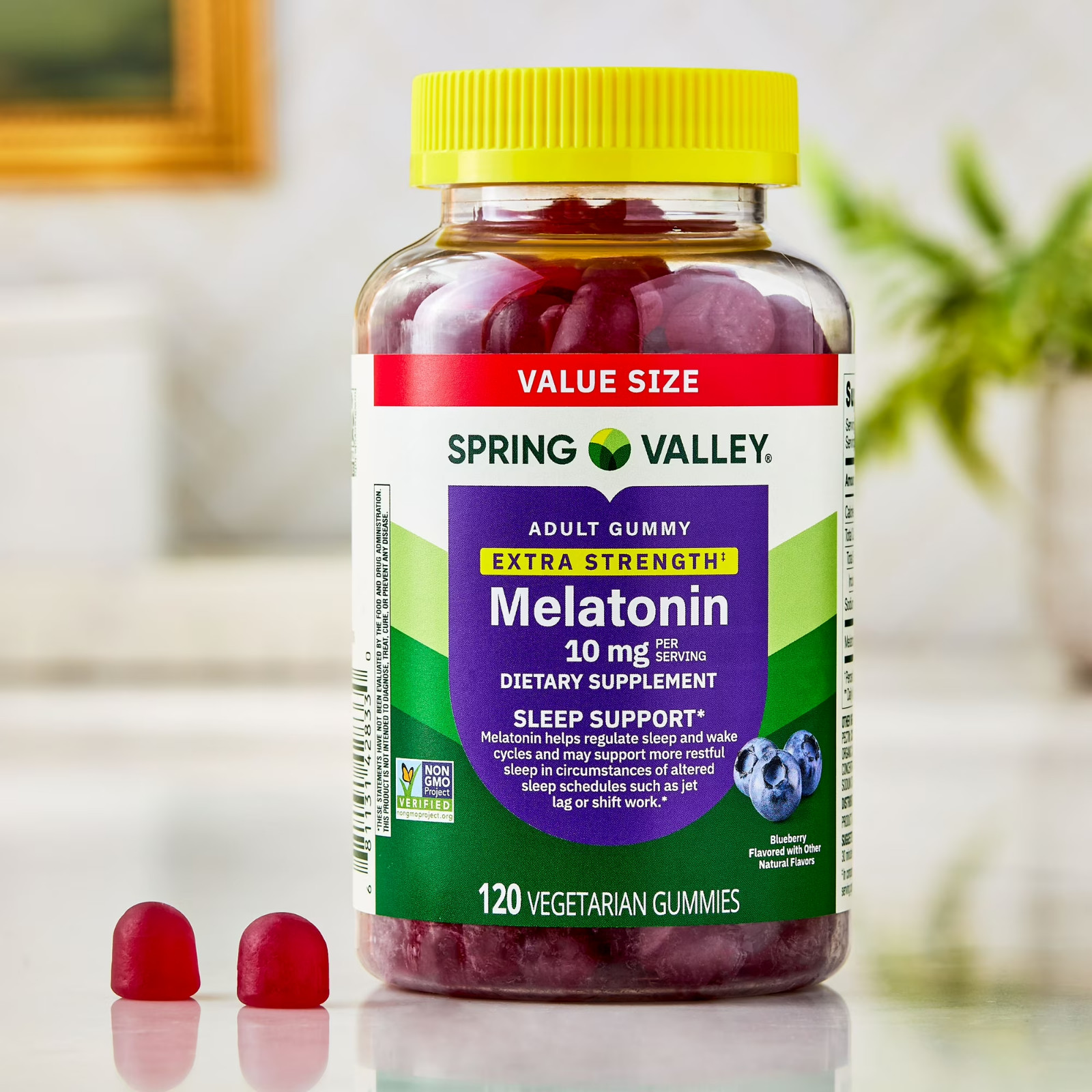Spring Valley Extra Strength Melatonin 10mg Sleep Support Gummies Blueberry 120