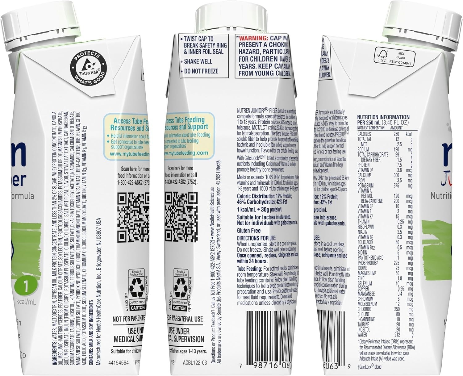 Nutren Junior Fiber Vanilla, NEW 24 Count EXP.03/27